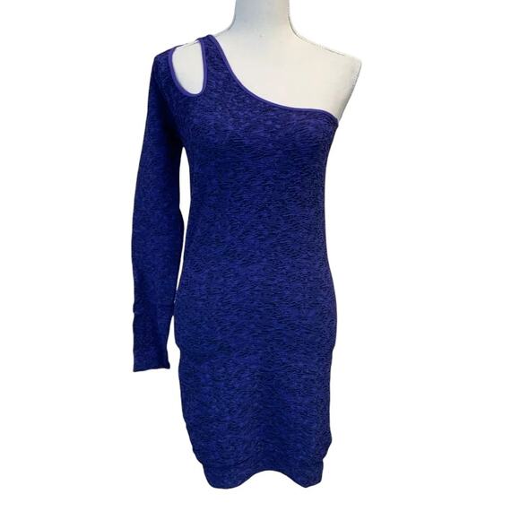 BCBGeneration Bodycon Mini Dress One Shoulder Cutout PeriBlue Size M/L NWT - Picture 3 of 10